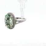 Load image into Gallery viewer, 14KT White Gold Green Amethyst Cocktail Ring with Diamond Halo (8.52 ct)