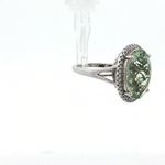 Load image into Gallery viewer, 14KT White Gold Green Amethyst Cocktail Ring with Diamond Halo (8.52 ct)