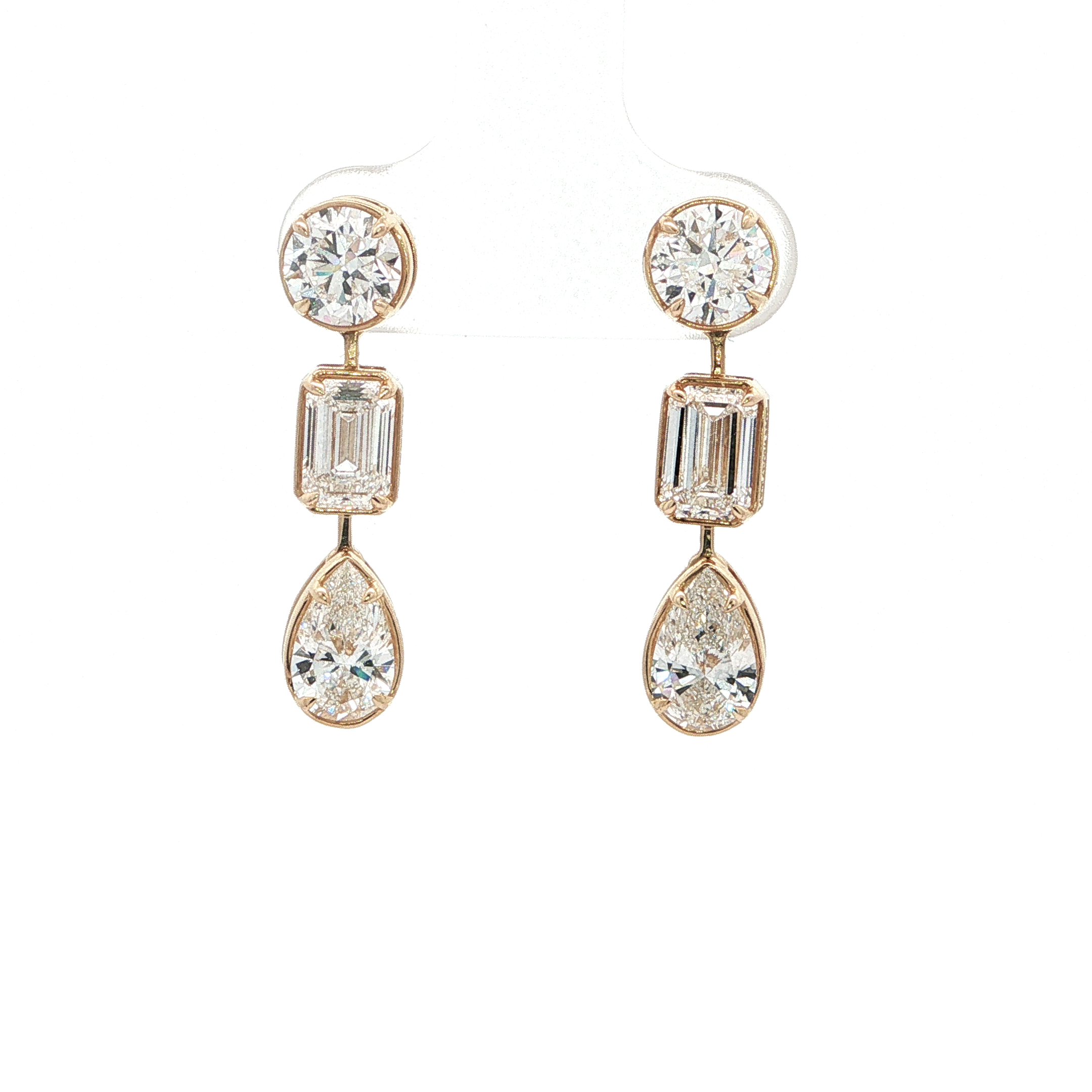 14KT Yellow Gold Multi-Stone Diamond Drop Earrings with Lab-Grown Diamonds (4.23 cttw)