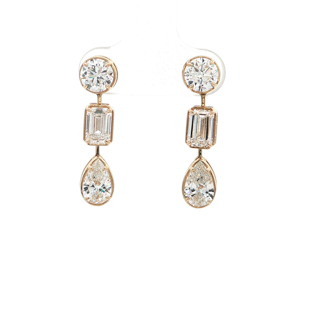 14KT Yellow Gold Multi-Stone Diamond Drop Earrings with Lab-Grown Diamonds (4.23 cttw)