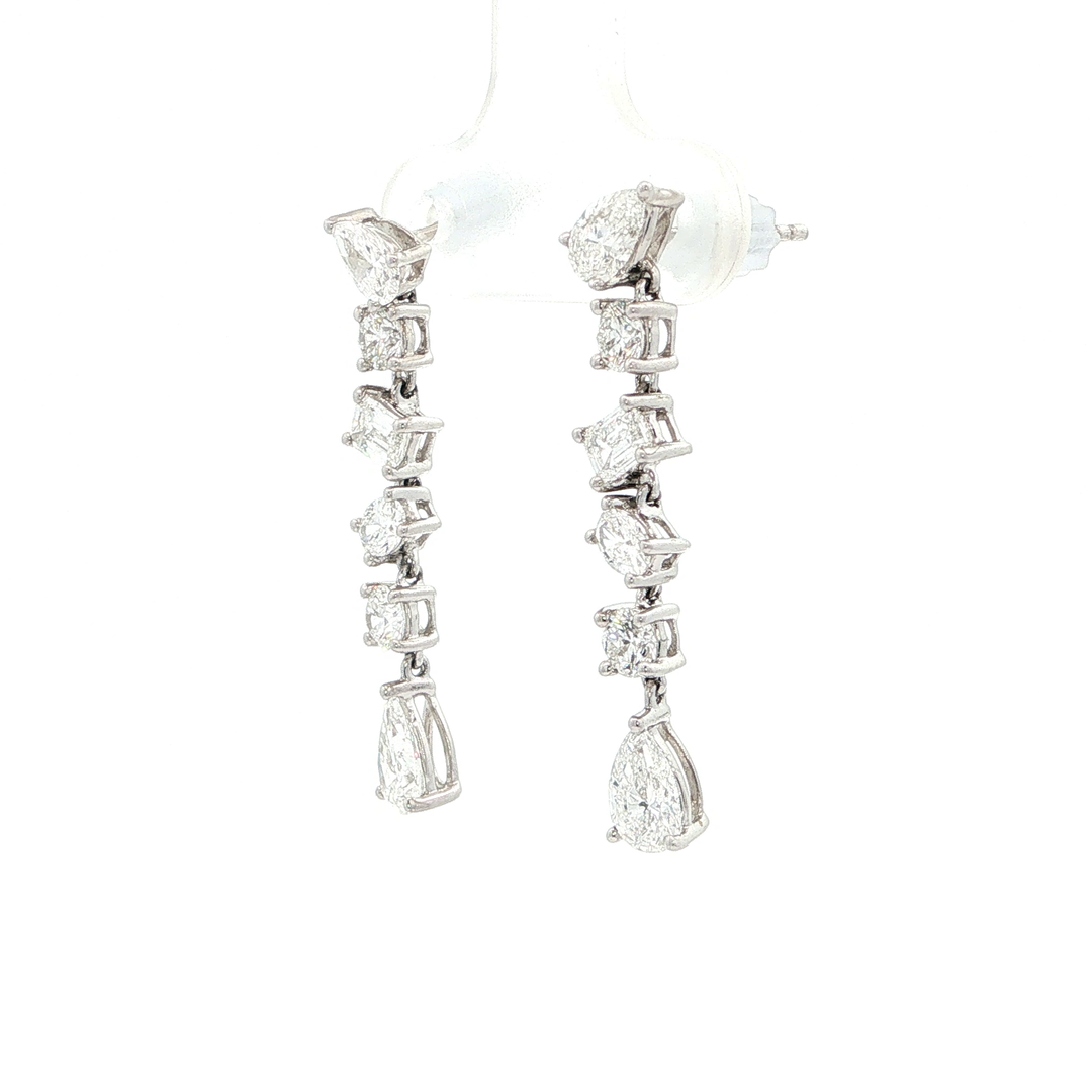 14KT White Gold Multi-Cut Drop Earrings with Lab-Grown Diamonds (2.15 cttw)