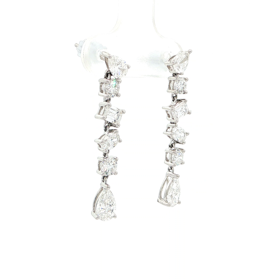 14KT White Gold Multi-Cut Drop Earrings with Lab-Grown Diamonds (2.15 cttw)
