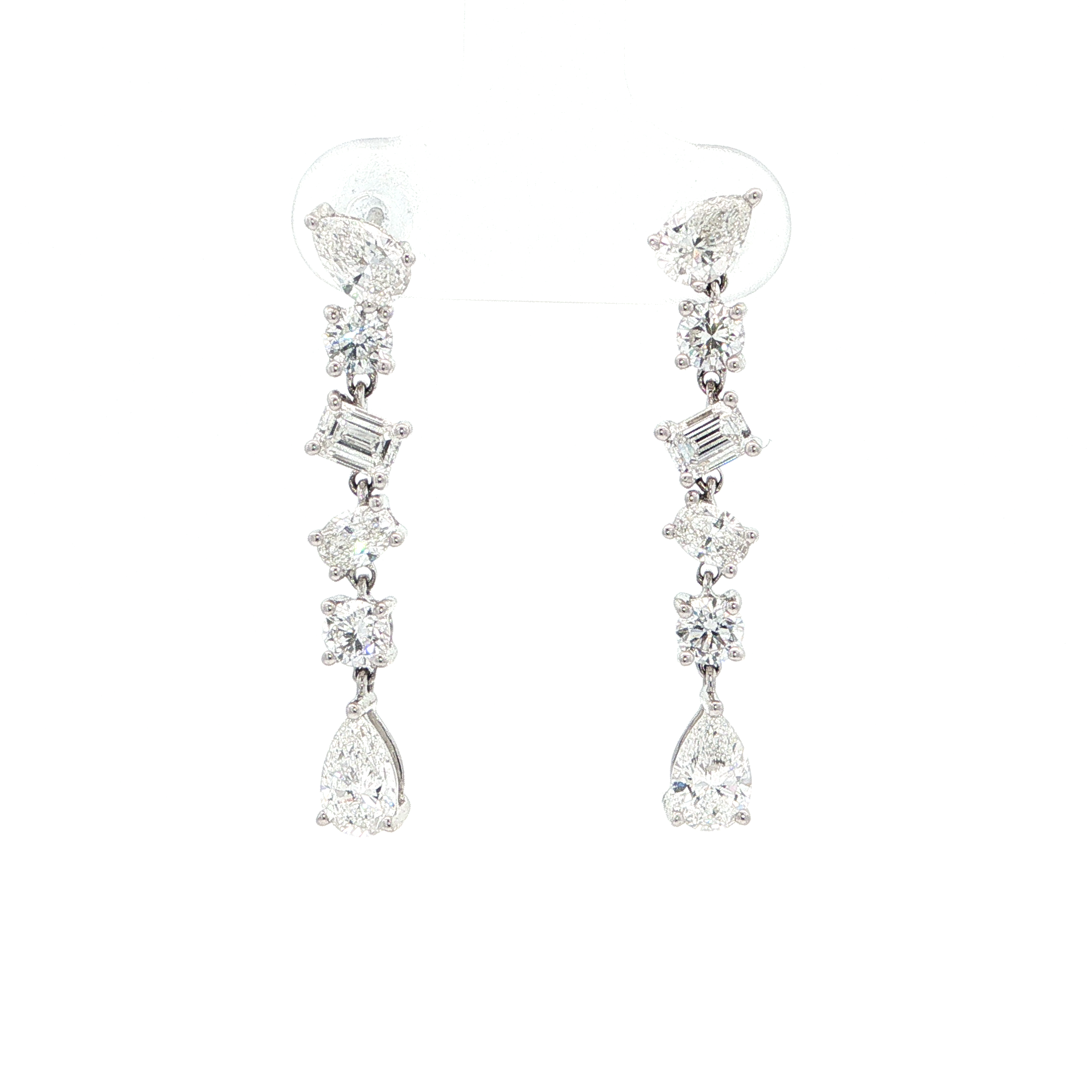 14KT White Gold Multi-Cut Drop Earrings with Lab-Grown Diamonds (2.15 cttw)