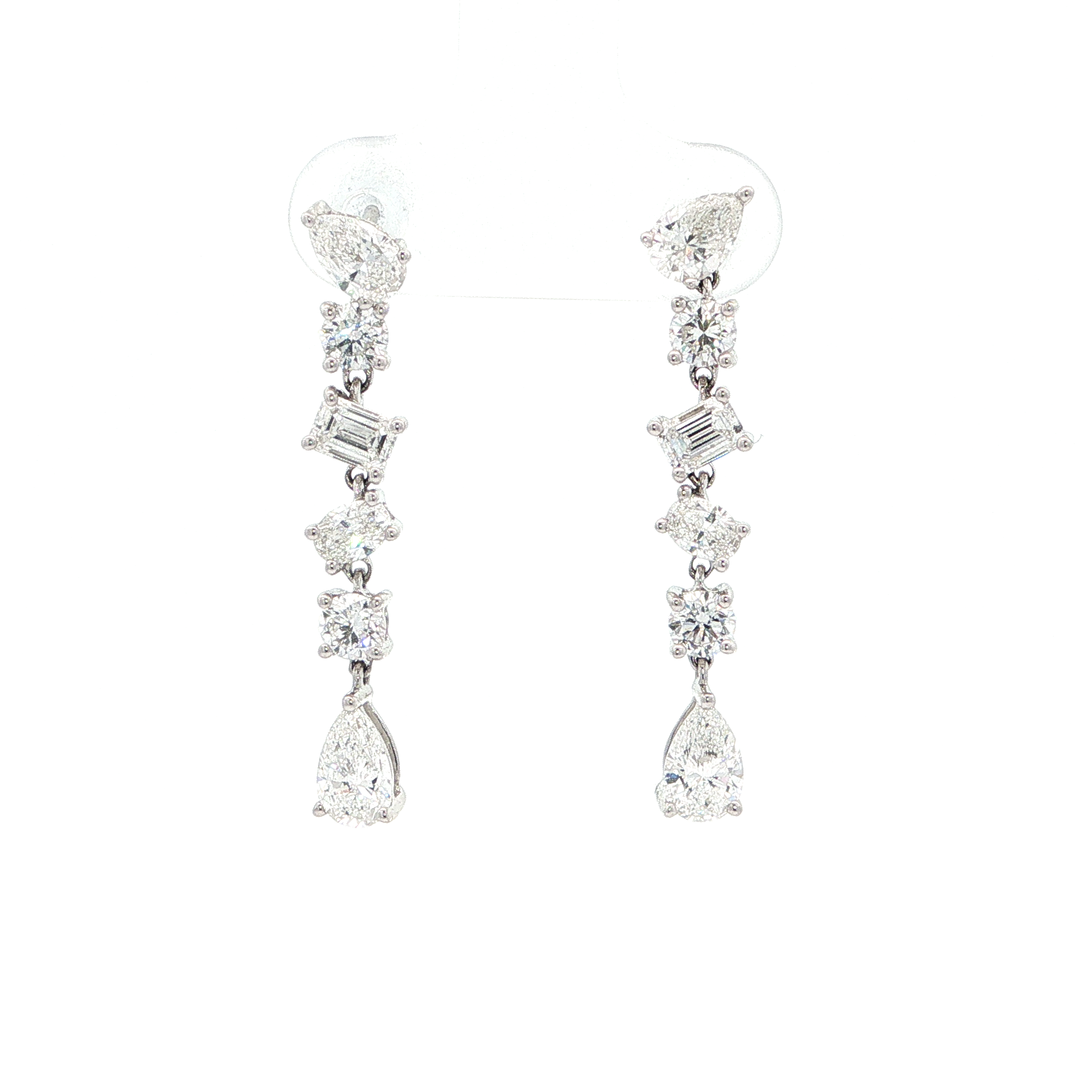 14KT White Gold Multi-Cut Drop Earrings with Lab-Grown Diamonds (2.15 cttw)