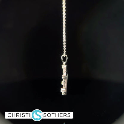 14KT White Gold Diamond Studded Magen David