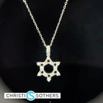 Load image into Gallery viewer, 14KT White Gold Diamond Baguette &amp; Round Cut Magen David Pendant
