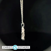14KT White Gold Diamond Baguette & Round Cut Magen David Pendant