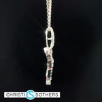 Load image into Gallery viewer, 14KT White Gold Round + Baguette Diamond Chai Pendant
