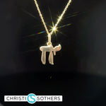 Load image into Gallery viewer, 14KT Yellow Gold Diamond Chai Pendant

