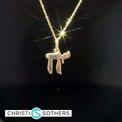 14KT Yellow Gold Diamond Chai Pendant