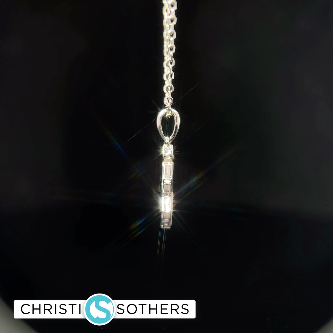 14KT White Gold Diamond State of Israel w/ Magen David