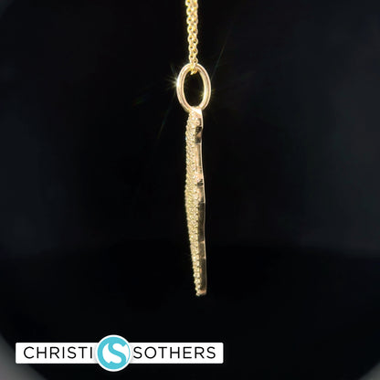 14KT Yellow Gold pavé Diamond State of Israel Necklace