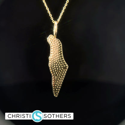 14KT Yellow Gold pavé Diamond State of Israel Necklace