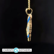 14KT YG pave dia + Enamel State of Israel