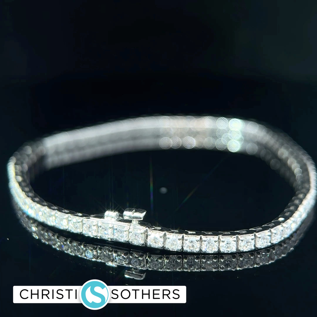 14KT White Gold 3.40ct Lab‑Grown Diamond Tennis Bracelet
