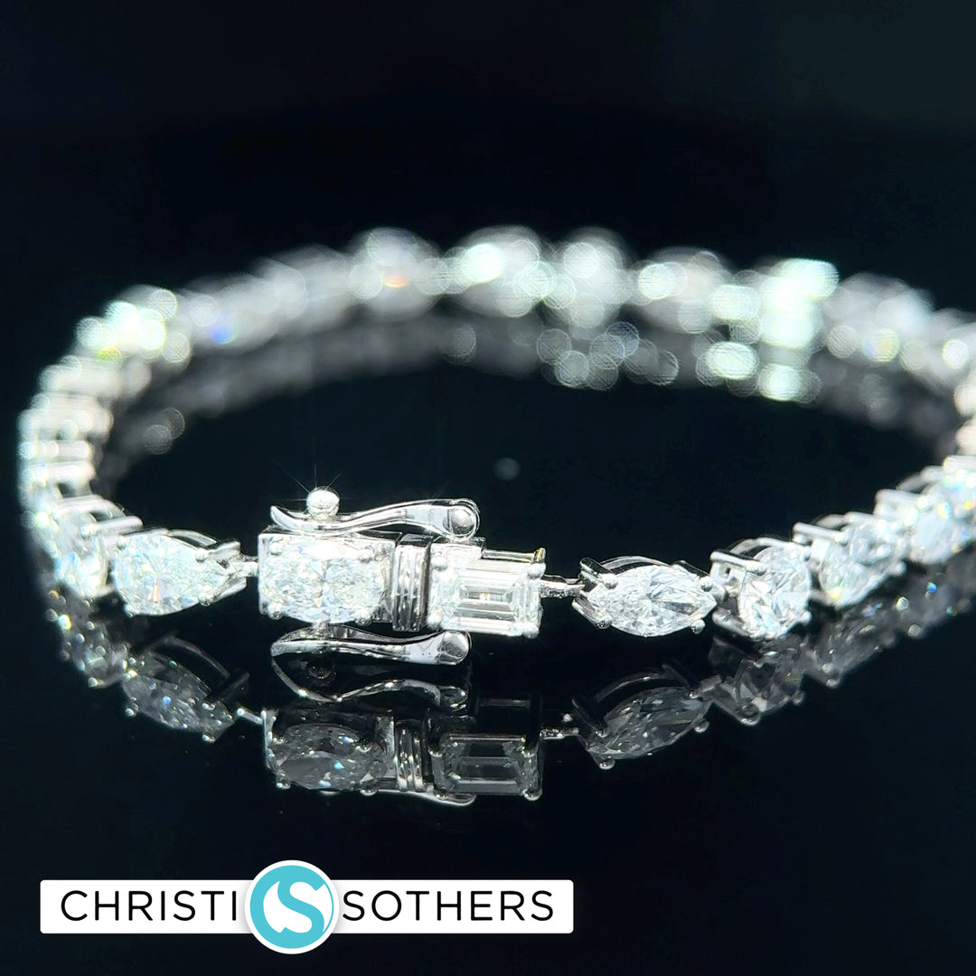 14KT White Gold 10ct Lab Multi‑Shape Diamond Tennis Bracelet
