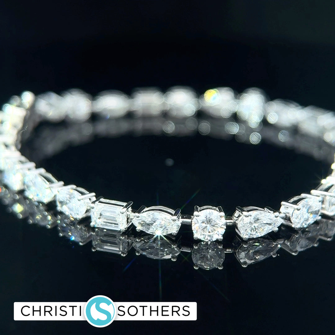 14KT White Gold 10ct Lab Multi‑Shape Diamond Tennis Bracelet