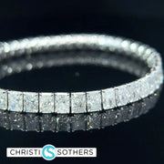 14KT White Gold 22.13ct Lab Radiant Cut Diamond Tennis Bracelet