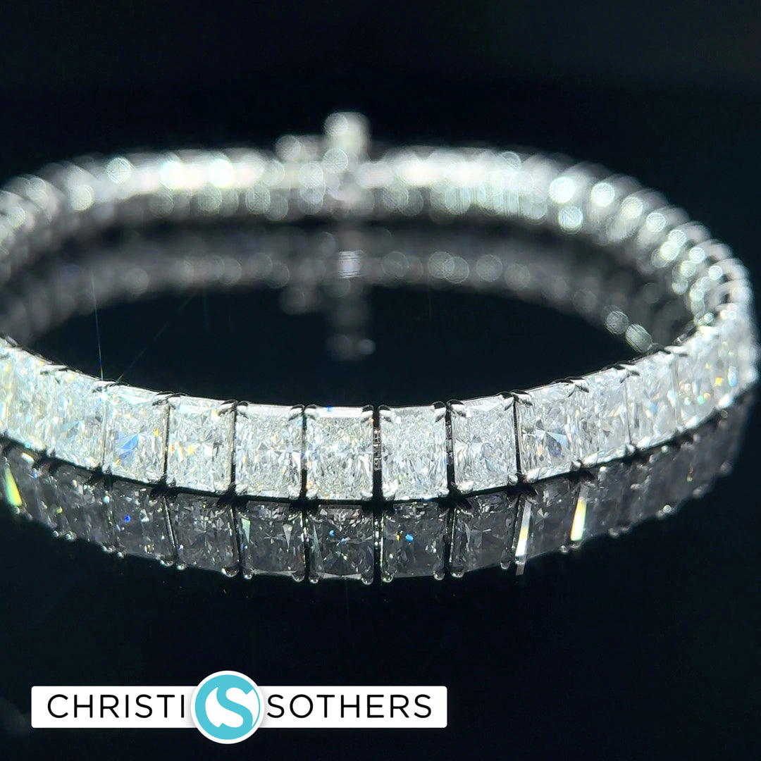 14KT White Gold 22.13ct Lab Radiant Cut Diamond Tennis Bracelet