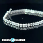 Load image into Gallery viewer, 14KT White Gold 4.20ct Lab Emerald Cut diamond North/South Tennis Bracelet
