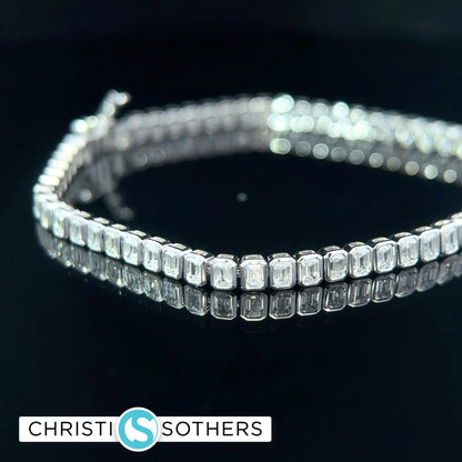 14KT White Gold 4.20ct Lab Emerald Cut diamond North/South Tennis Bracelet