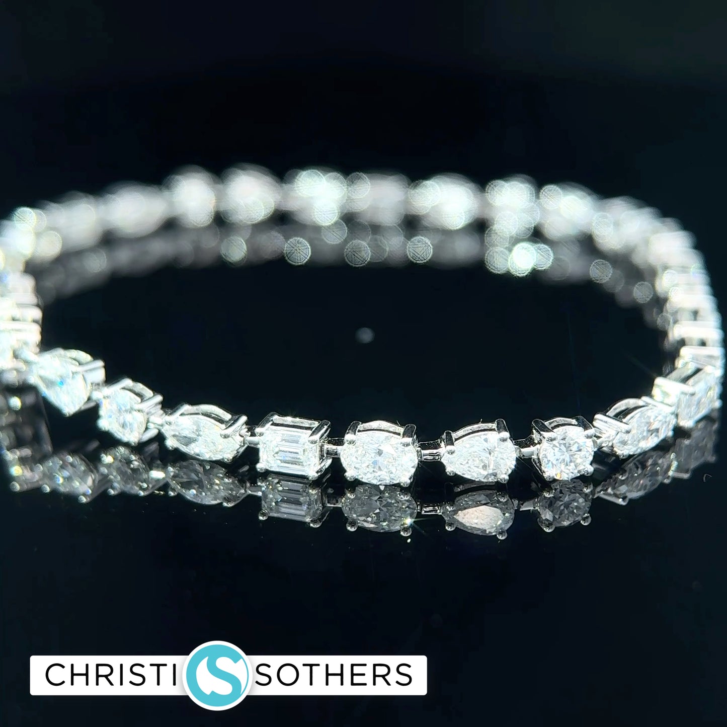 14KT White Gold 6.00ct Lab Multi‑Shape Diamond Tennis Bracelet