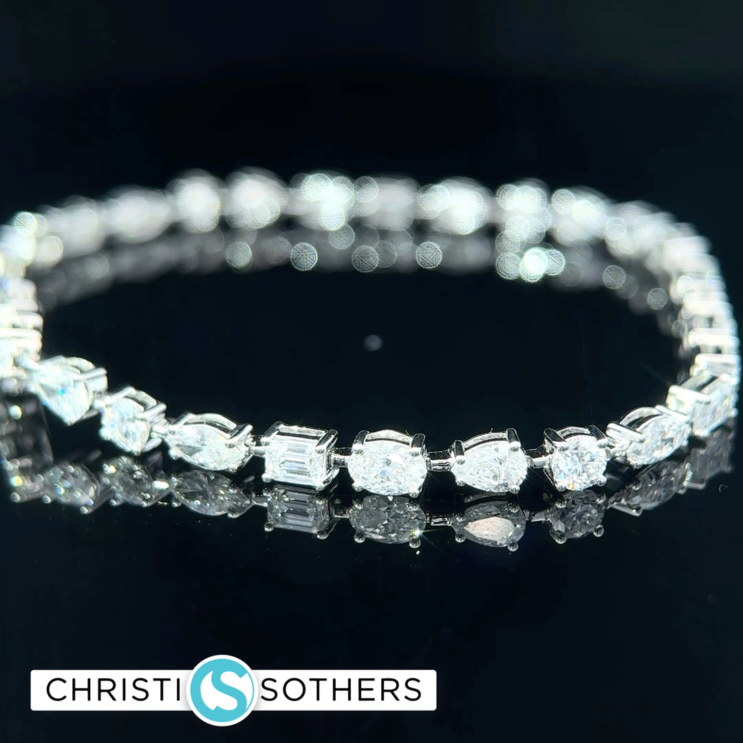 14KT White Gold 6.00ct Lab Multi‑Shape Diamond Tennis Bracelet