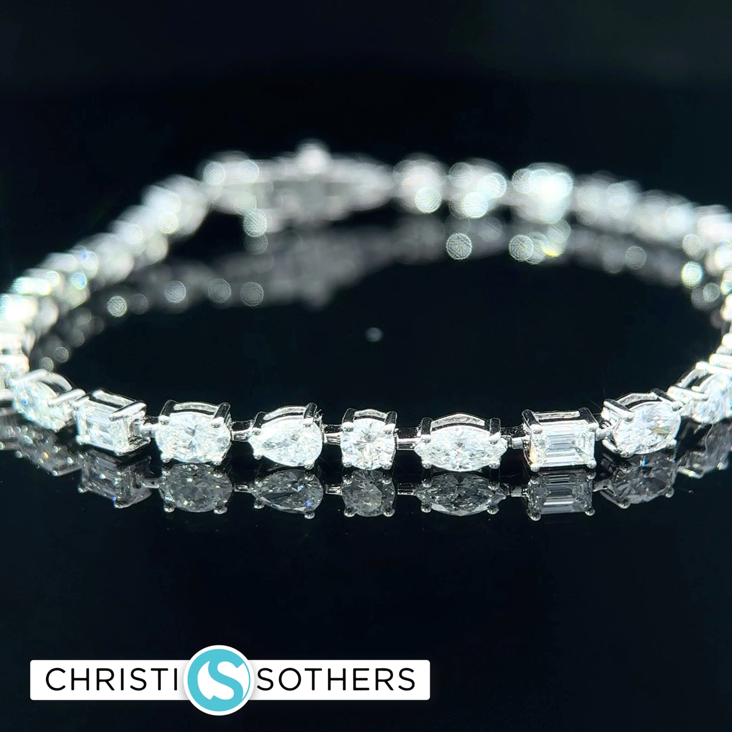 14KT White Gold 6.00ct Lab Multi‑Shape Diamond Tennis Bracelet