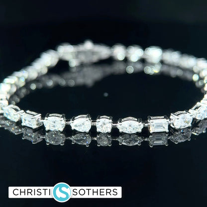 14KT White Gold 6.00ct Lab Multi‑Shape Diamond Tennis Bracelet