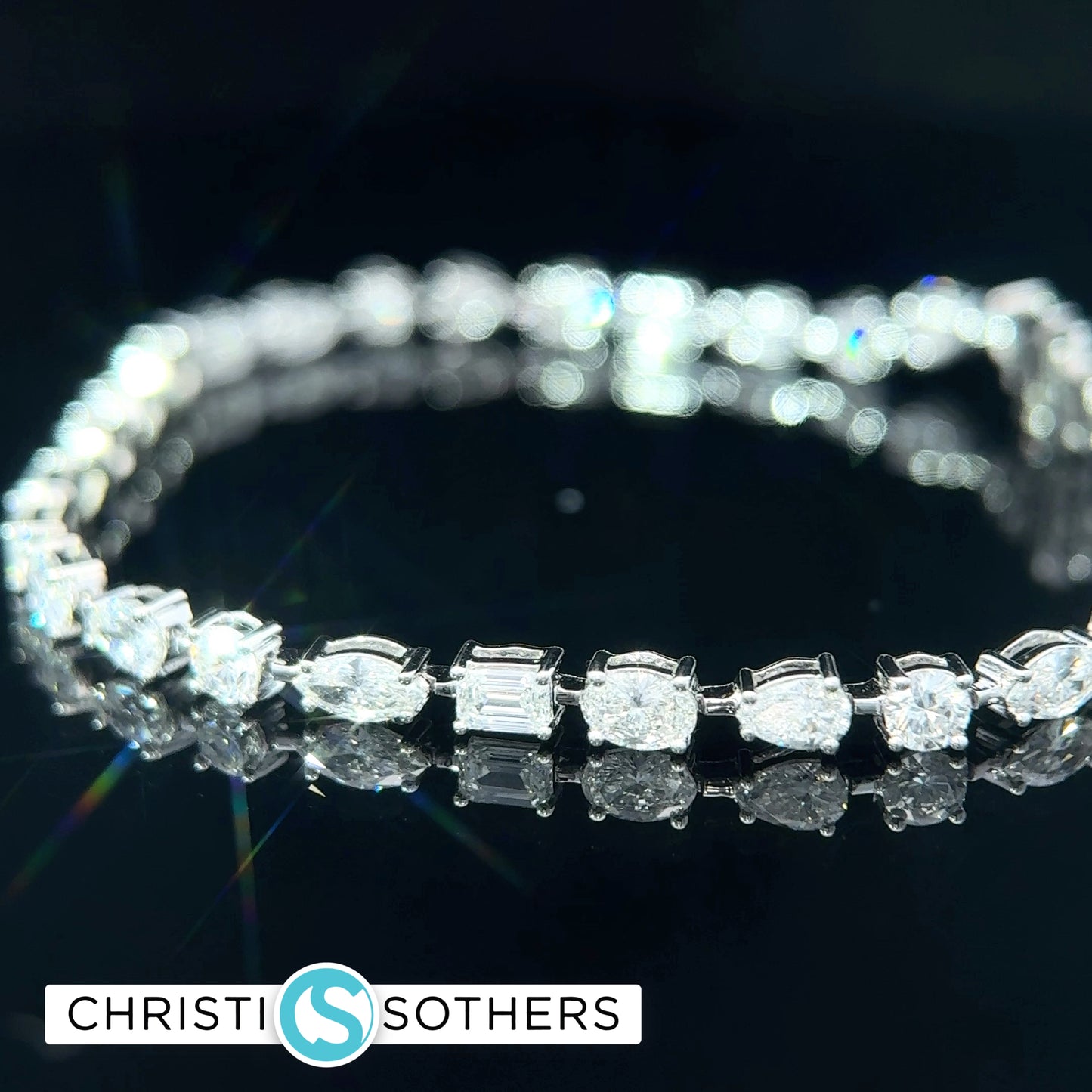 14KT White Gold 6.00ct Lab Multi‑Shape Diamond Tennis Bracelet
