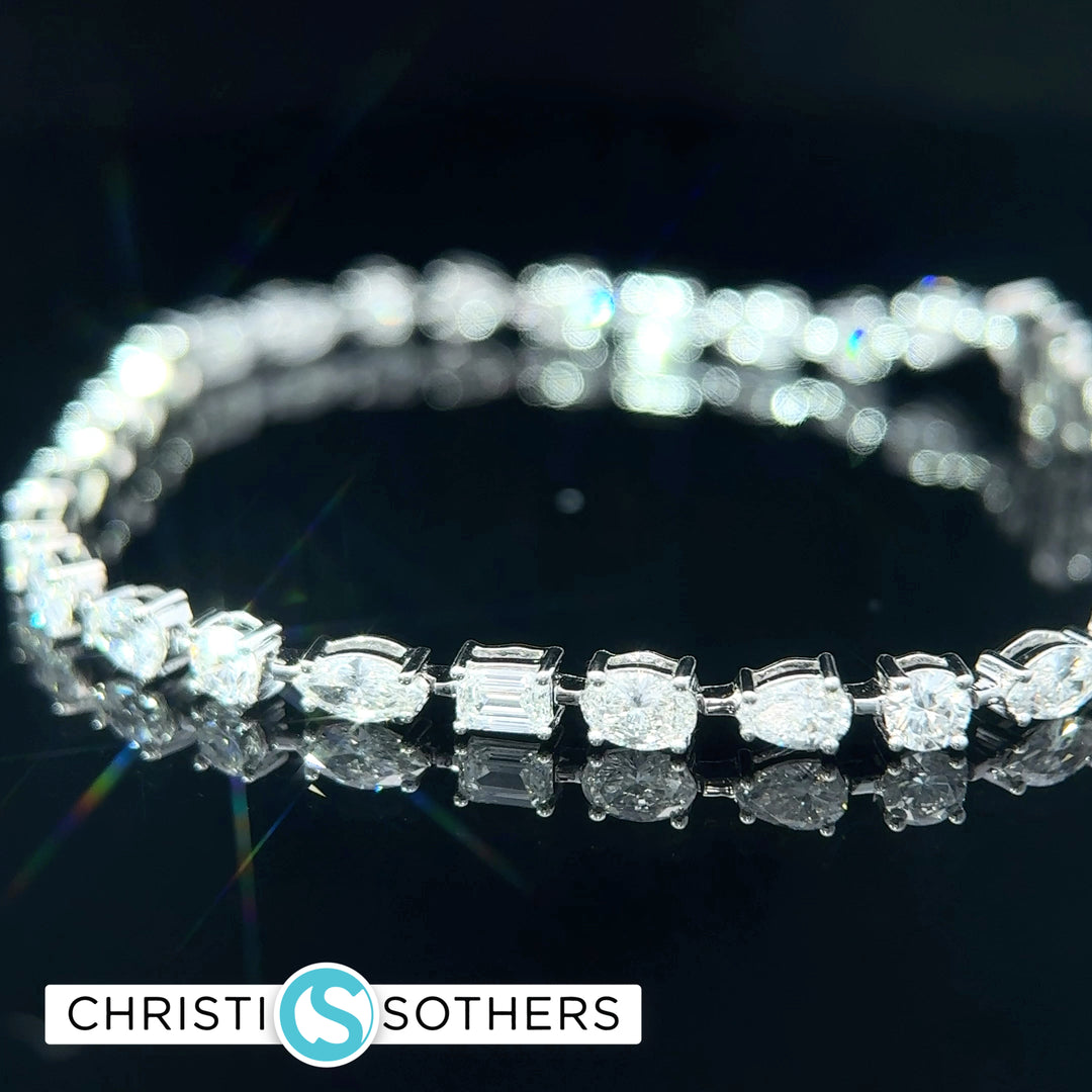 14KT White Gold 6.00ct Lab Multi‑Shape Diamond Tennis Bracelet