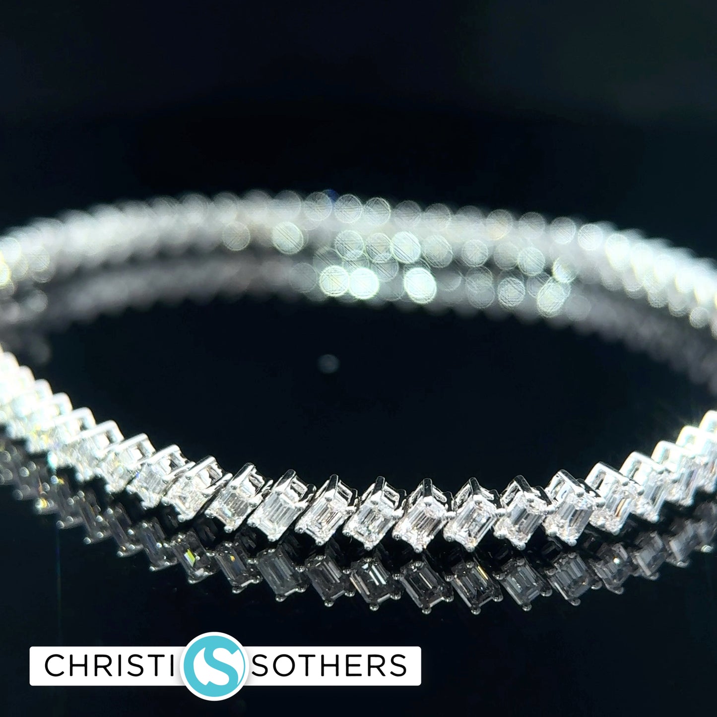 14KT White Gold 7.45ct Lab Emerald Cut Diamond Tennis Bracelet