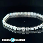 Load image into Gallery viewer, 14KT White Gold 5.05ct Lab Emerald Cut Diamond East/West Tennis Bracelet
