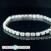 14KT White Gold 5.05ct Lab Emerald Cut Diamond East/West Tennis Bracelet