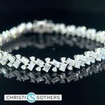 Load image into Gallery viewer, 14KT White Gold 7.37ct Lab Round &amp; Emerald Cut Diamond Tennis Bracelet
