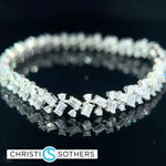 Load image into Gallery viewer, 14KT White Gold 7.37ct Lab Round &amp; Emerald Cut Diamond Tennis Bracelet
