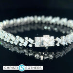 Load image into Gallery viewer, 14KT White Gold 7.37ct Lab Round &amp; Emerald Cut Diamond Tennis Bracelet
