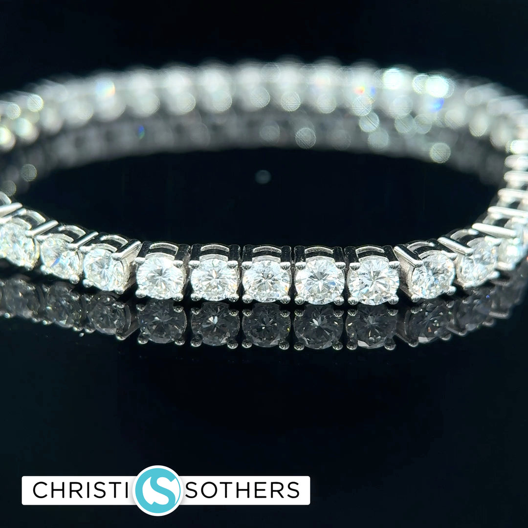 14KT White Gold 9.95ct Lab Round Diamond Tennis Bracelet