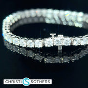 14KT White Gold 9.95ct Lab Round Diamond Tennis Bracelet