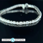 Load image into Gallery viewer, 14KT White Gold 6.68ct Lab Round &amp; Emerald Cut Diamond Tennis Bracelet
