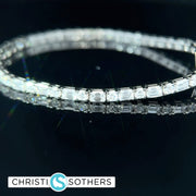 14KT White Gold 6.68ct Lab Round & Emerald Cut Diamond Tennis Bracelet