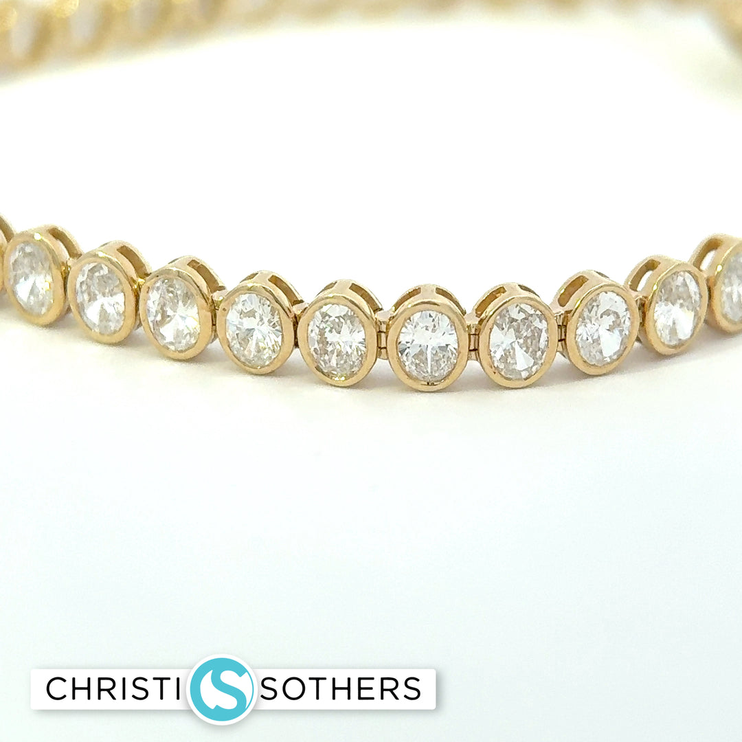 14KT Yellow Gold 5.87ct Lab Oval Diamond Tennis Bracelet