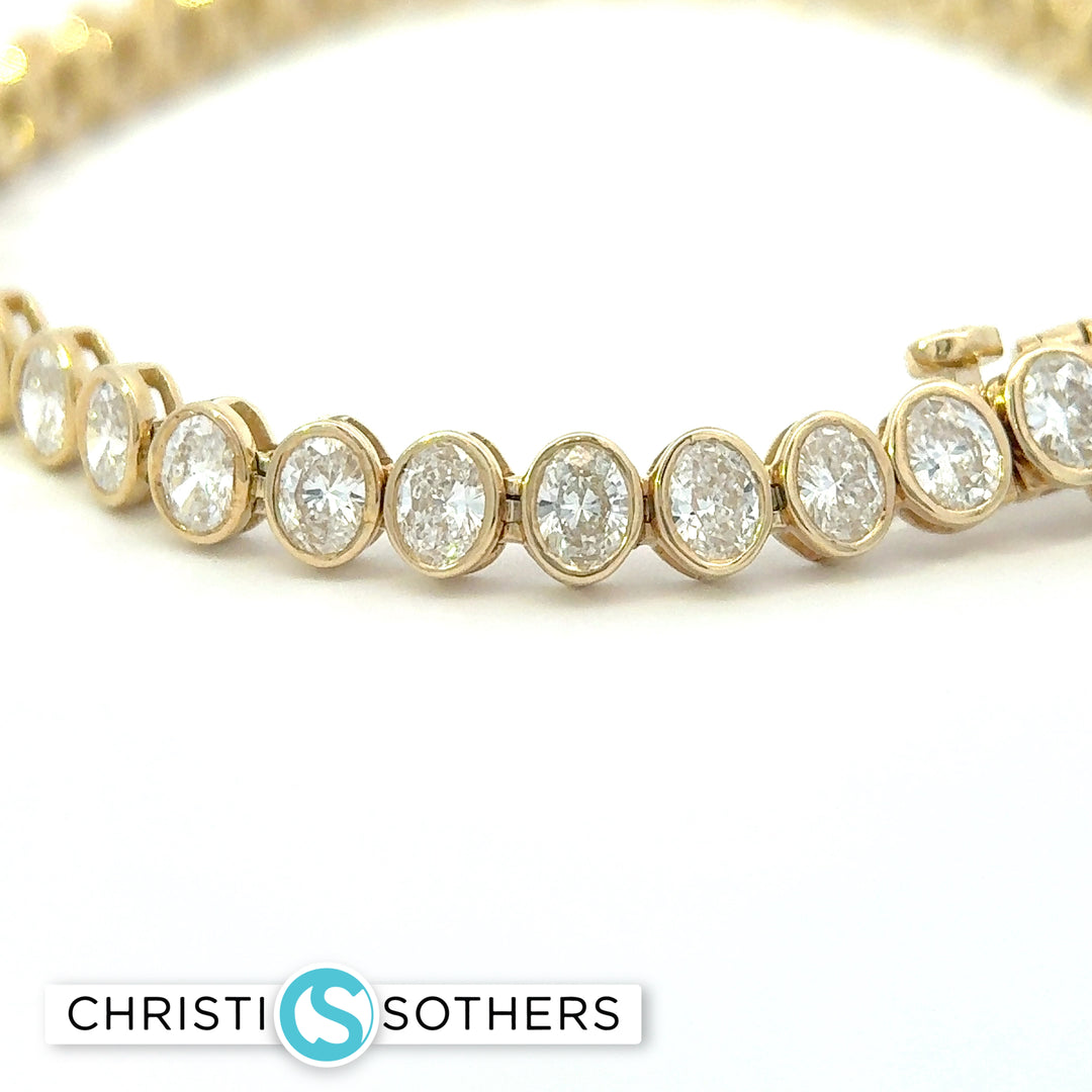 14KT Yellow Gold 5.87ct Lab Oval Diamond Tennis Bracelet