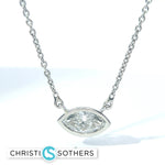Load image into Gallery viewer, 14KT White Gold 0.97ct Lab Marquise Diamond Bezel Set Solitaire Necklace
