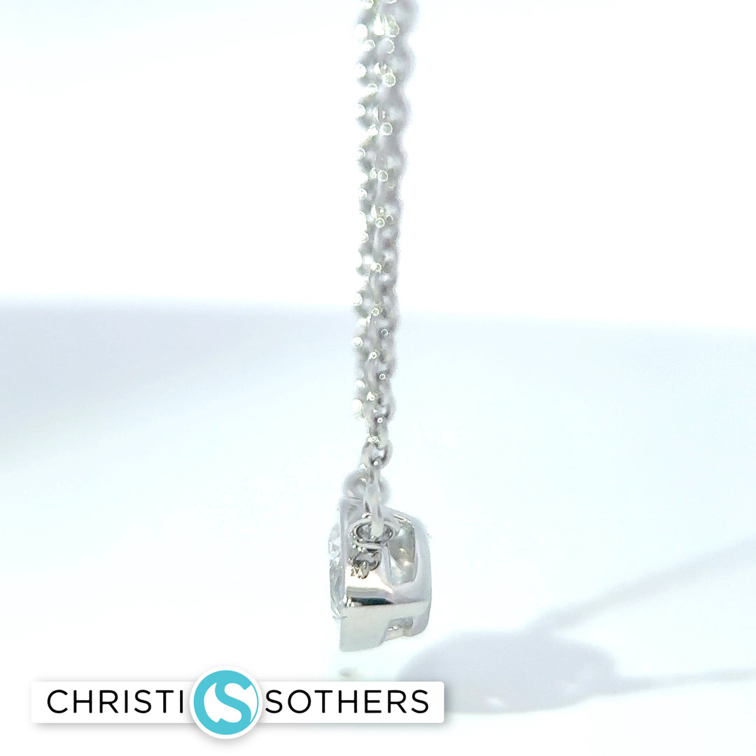 14KT White Gold 0.97ct Lab Marquise Diamond Bezel Set Solitaire Necklace