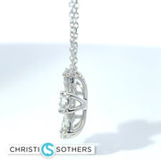 14KT White Gold 1.90ct Lab Pear Diamond Flower Necklace