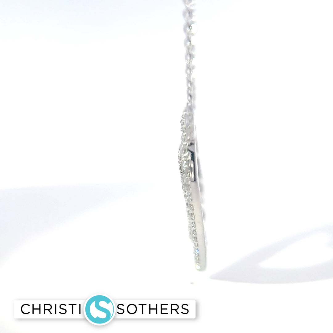 14KT White Gold 1.70ct Lab Round & Baguette Diamond Heart Necklace