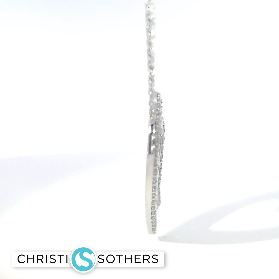 14KT White Gold 1.70ct Lab Round & Baguette Diamond Heart Necklace