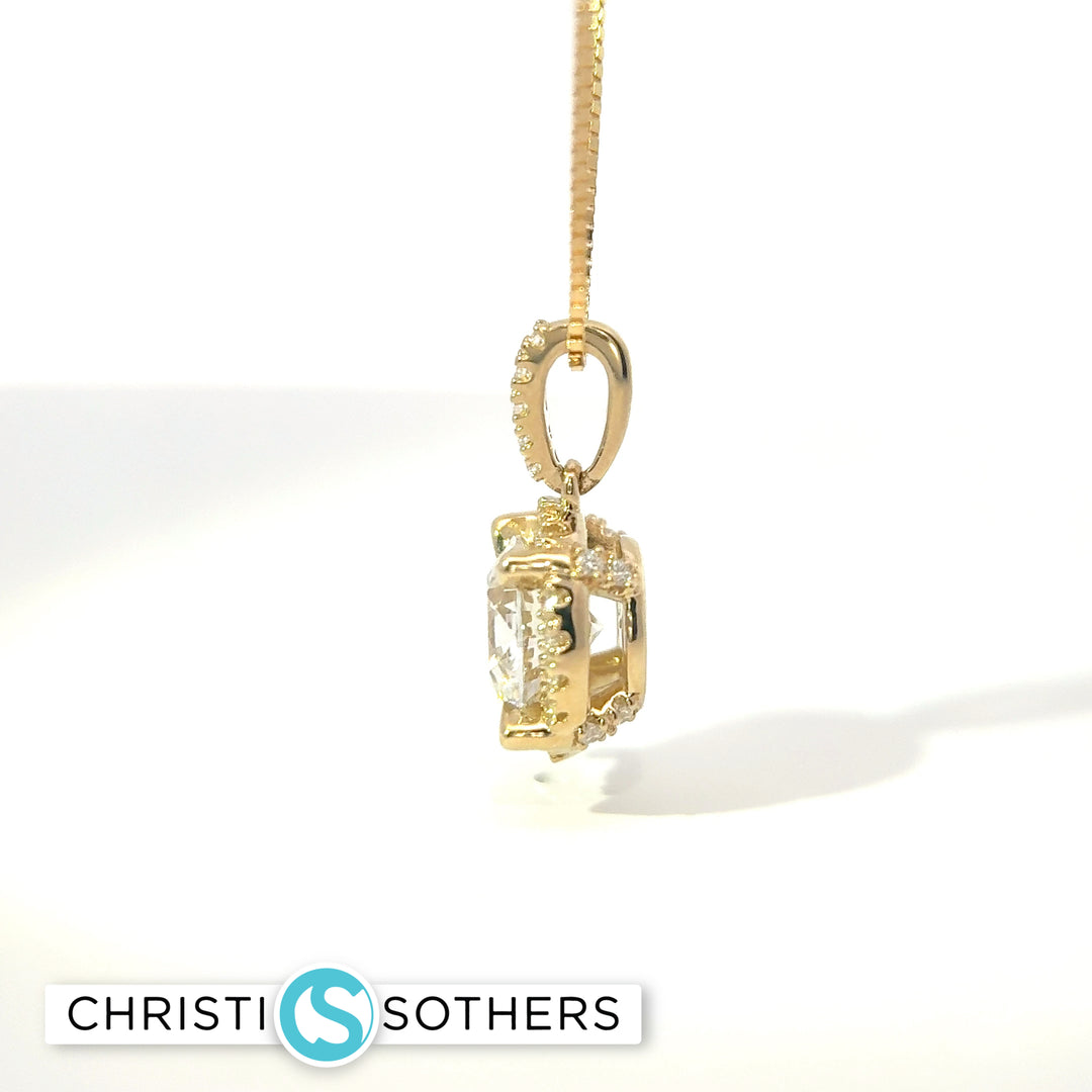 14KT Yellow Gold 2.07ct Lab Round Diamond 4‑Prong Necklace