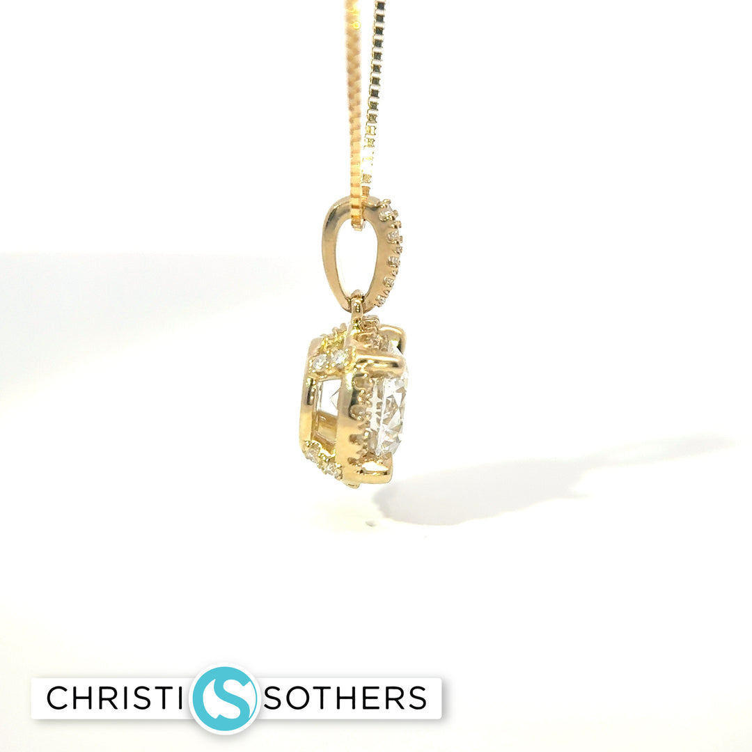 14KT Yellow Gold 2.07ct Lab Round Diamond 4‑Prong Necklace